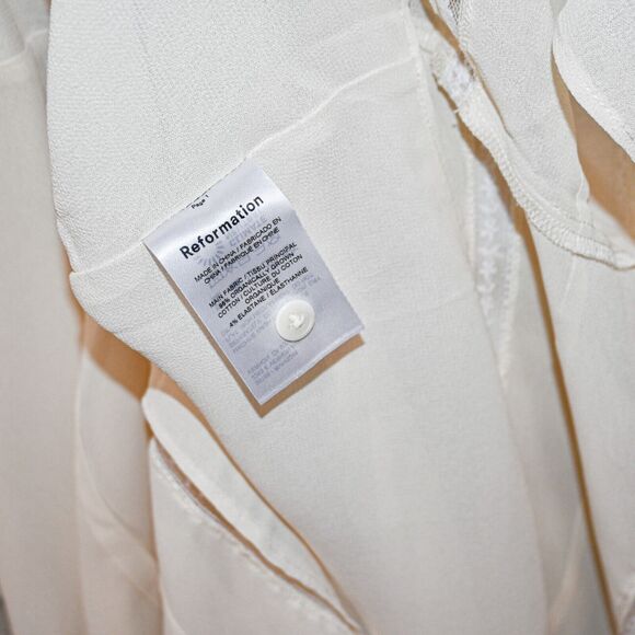 REFORMATION Women's Kristen Long Sleeve Midi Dress in Ivory Lace trim size 4 - Picture 6 of 10